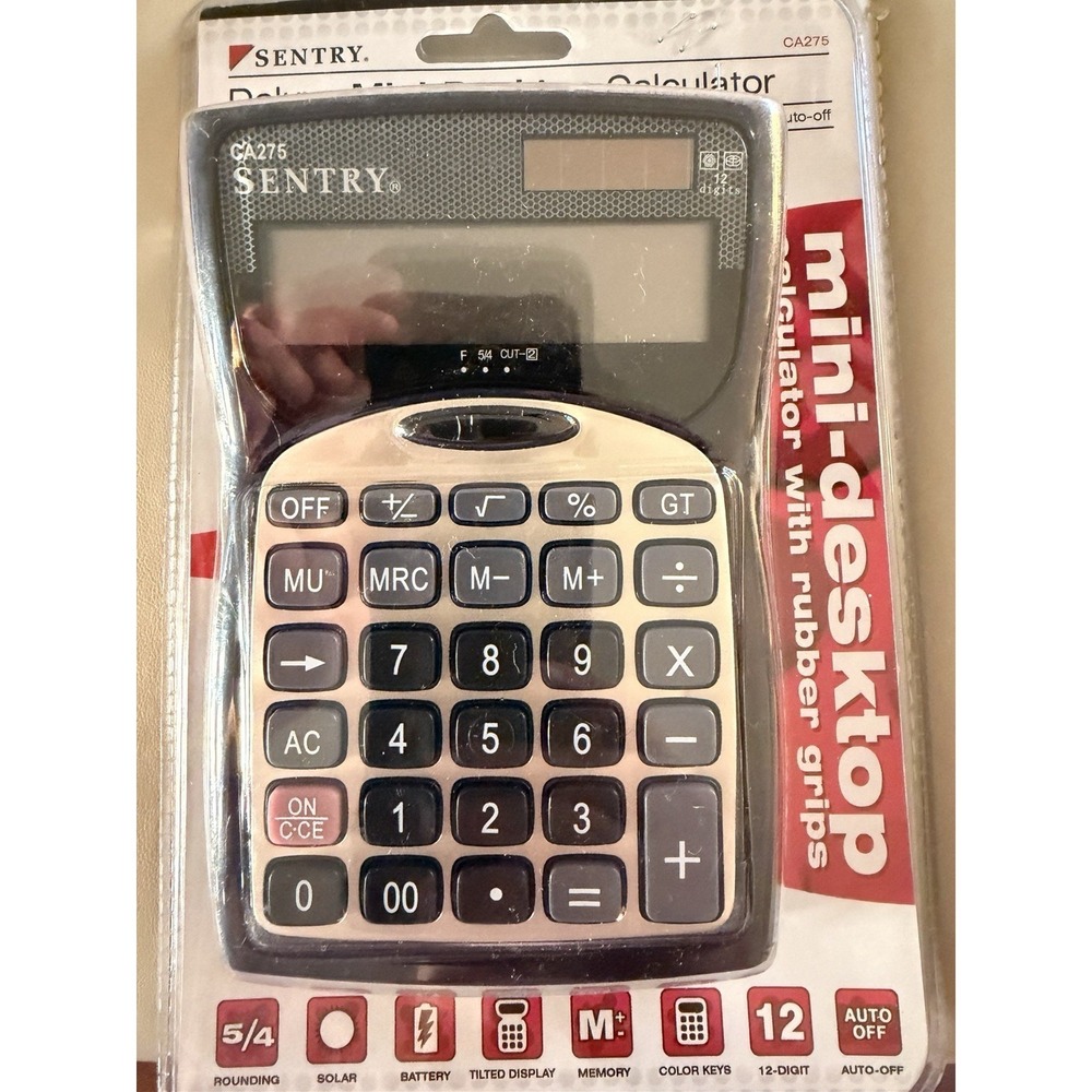 Sentry CA275 Desktop Calculator Large Key Large LCD Display Battery Powered New